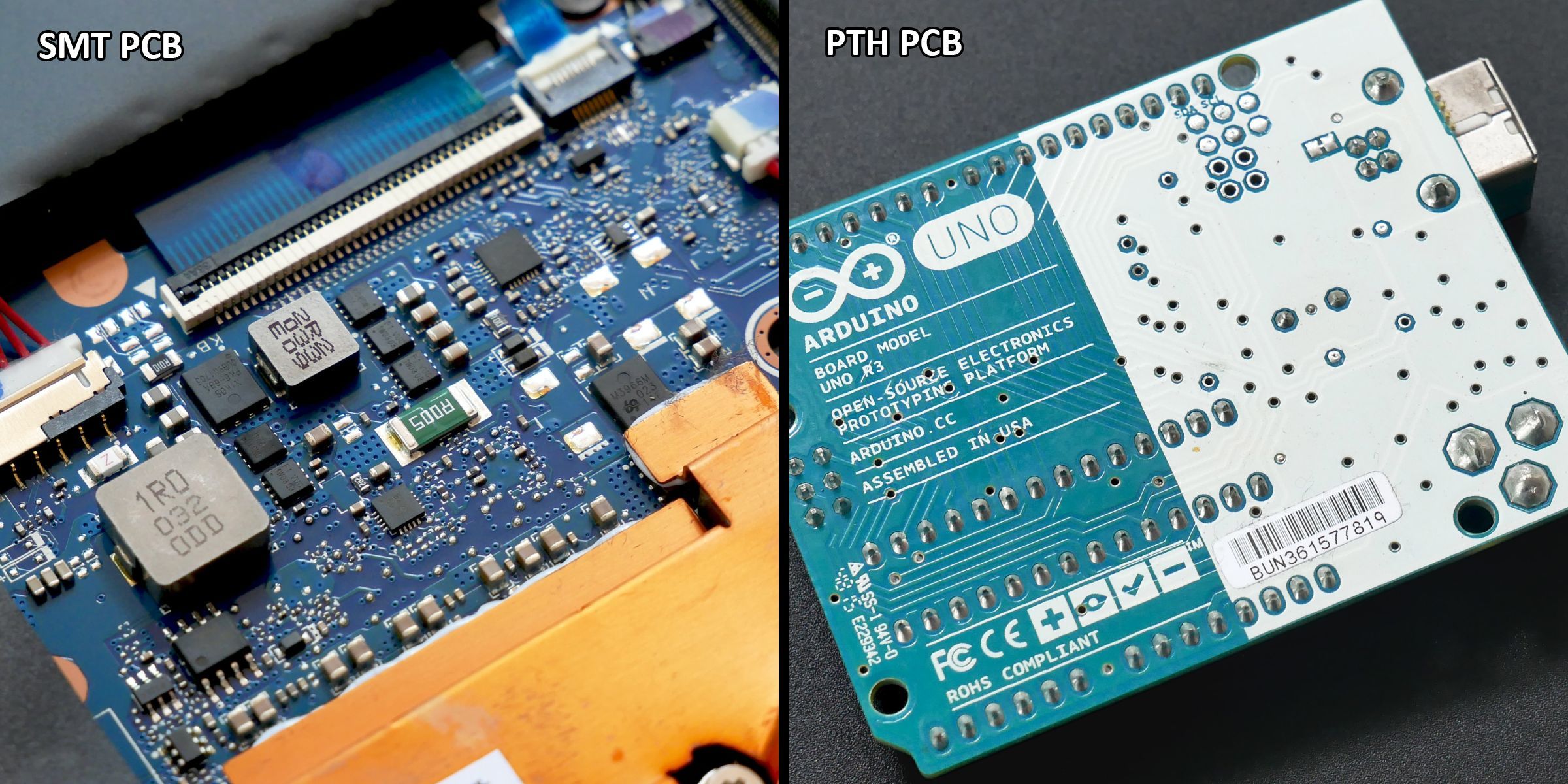 Comparison between SMT and PTH types of PCBs