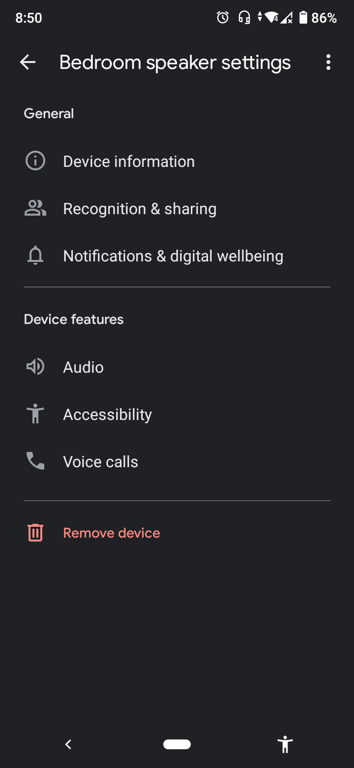 google home speaker settings on the google home app