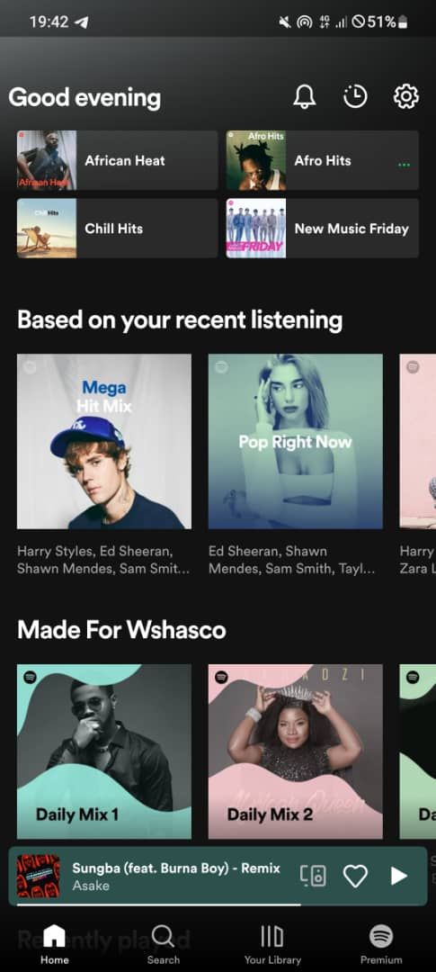 Screenshot of Spotify's dashboard