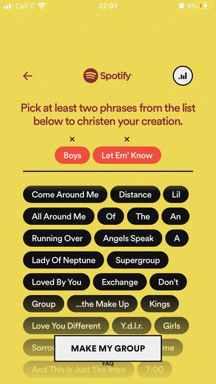 spotify supergrouper choose name page
