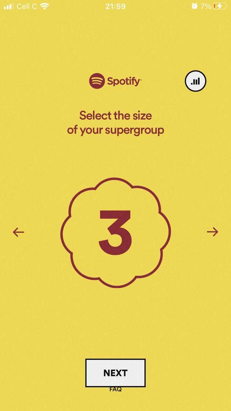 spotify supergrouper select group size page