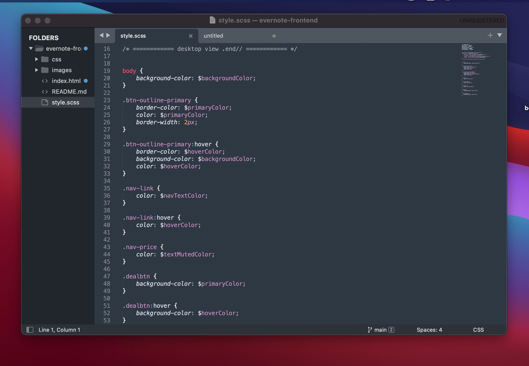 Screenshot of Sublime Text on macOS