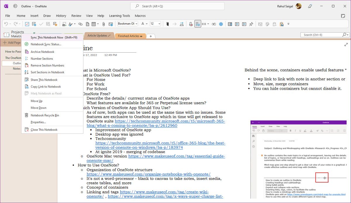 sync this notebook OneNote