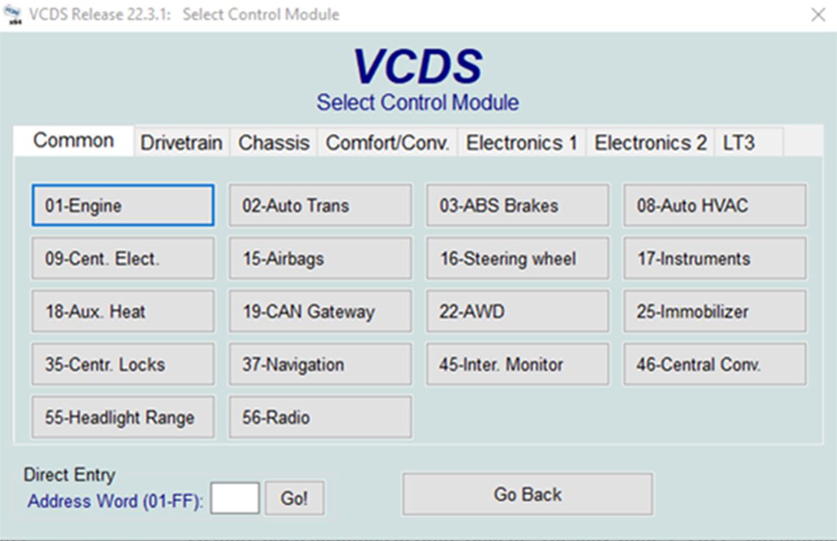 all the modules you can scan with VCDS