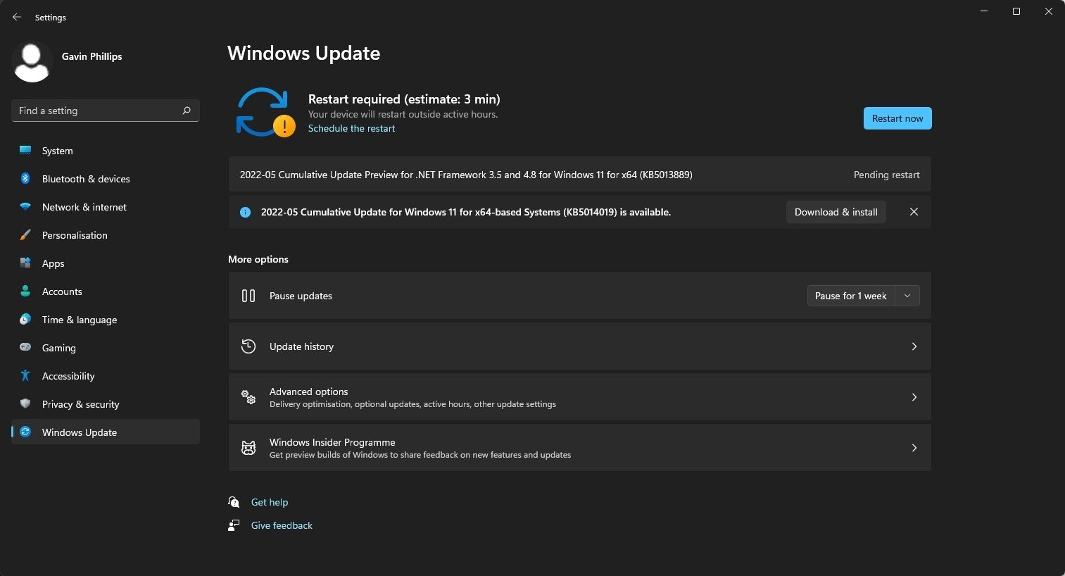 windows 11 update restart required