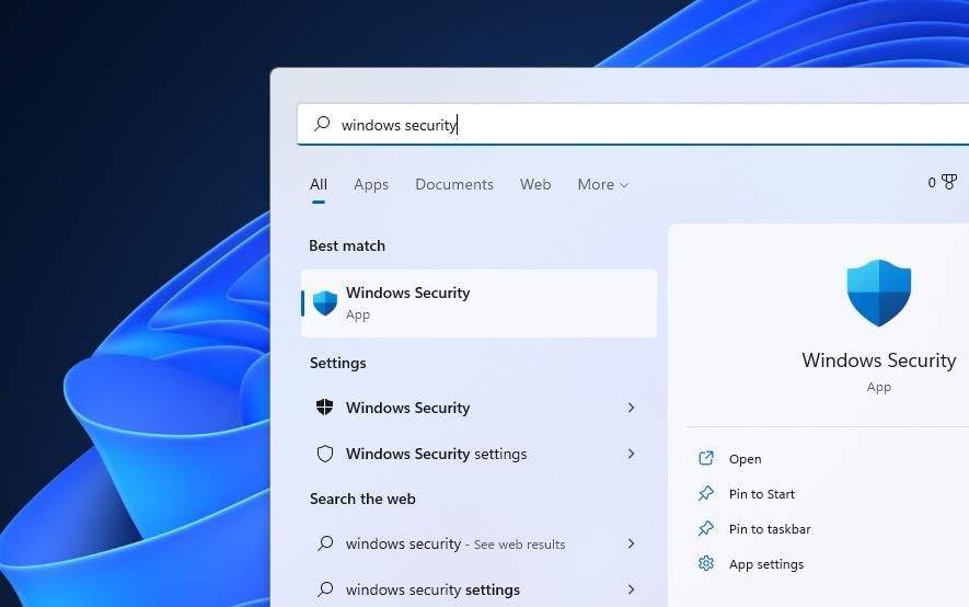 A Windows Security search 