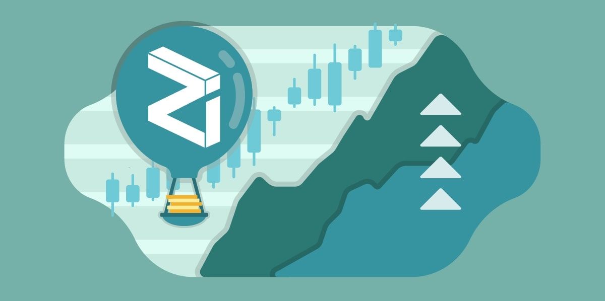 graphic of zilliqa coin ascending mountain