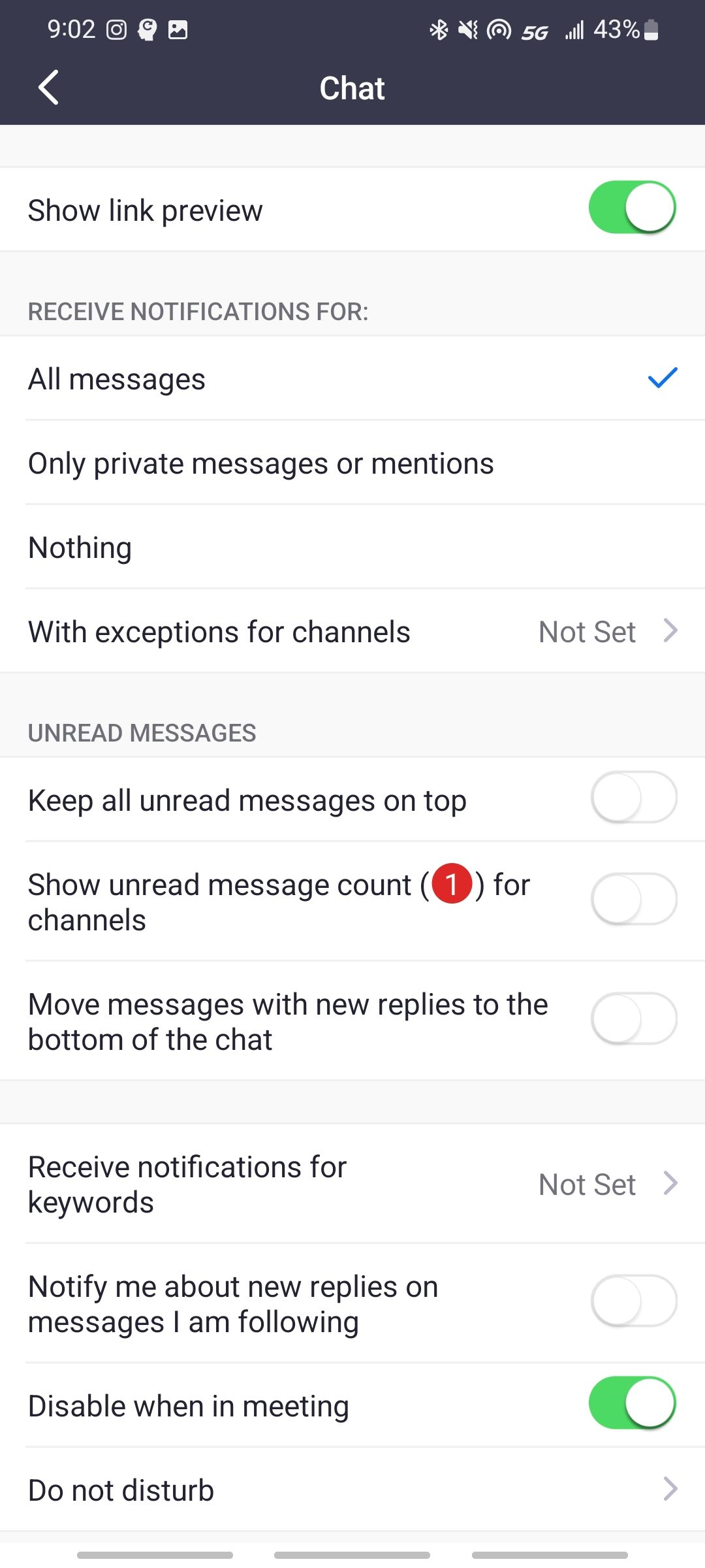 zoom android app chat settings