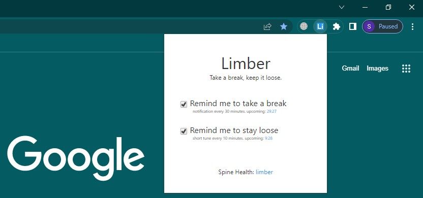 Limber Extension Open in Chrome