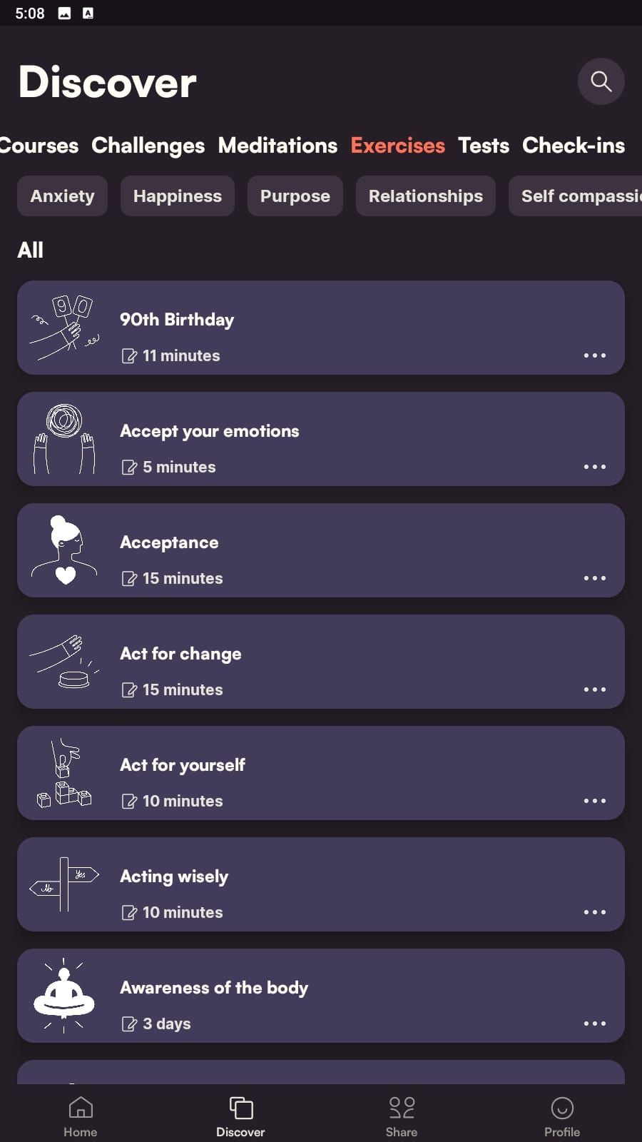 Exercises in the 29k app
