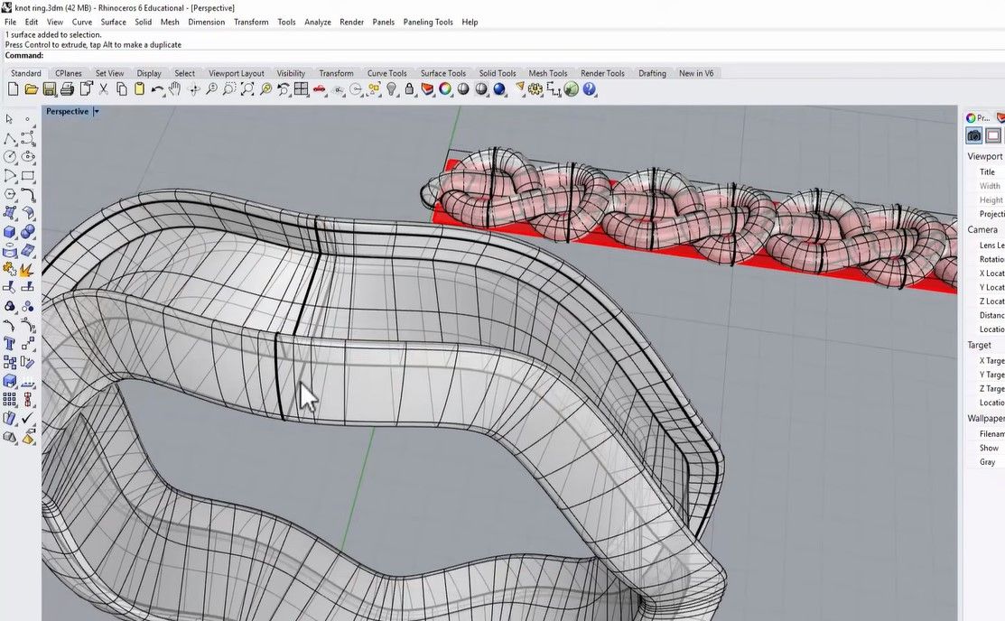 Creating a Knot ring 3D model in Rhinoceros