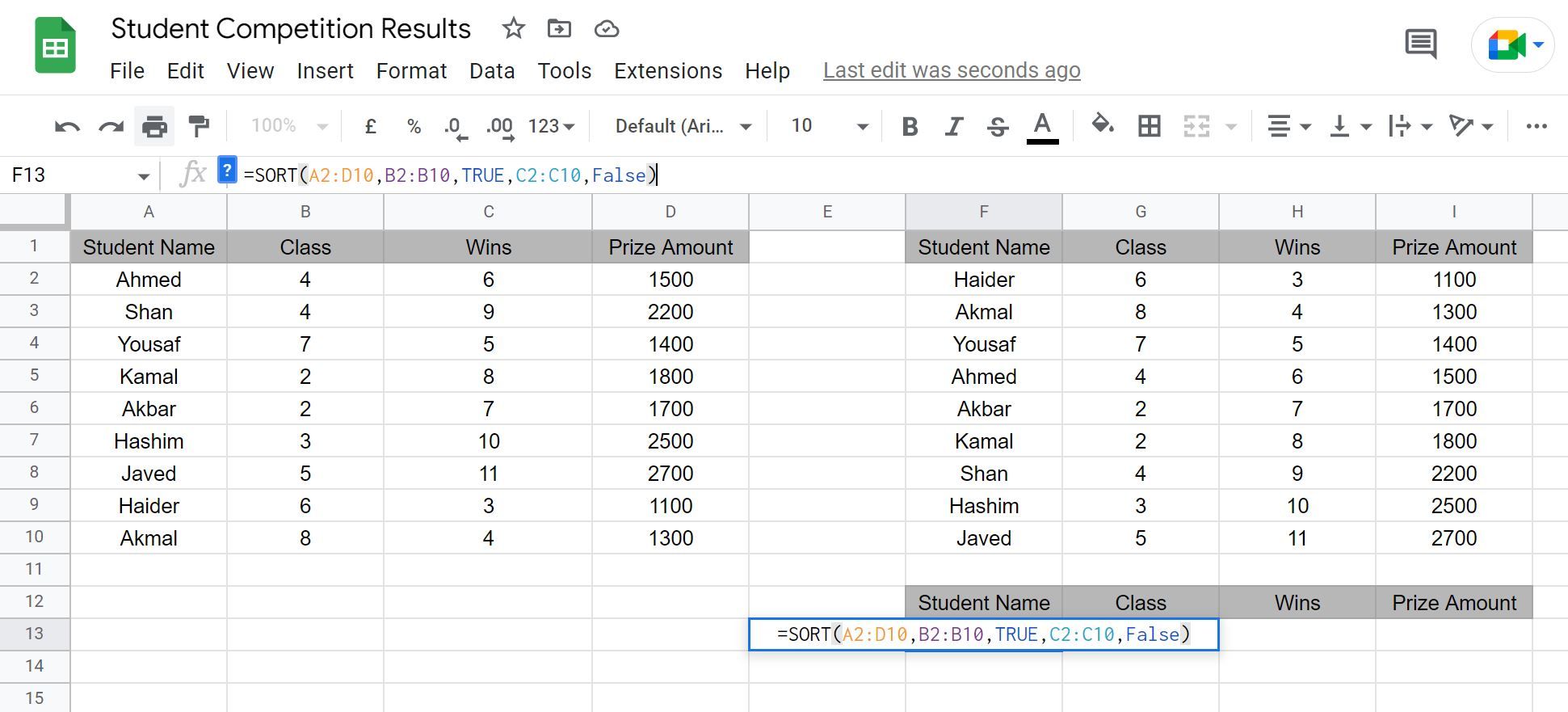Sorting Data With Multiple Conditions in Google Sheets Using the Sort Function