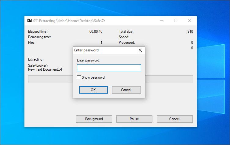 Enter password prompt for folder
