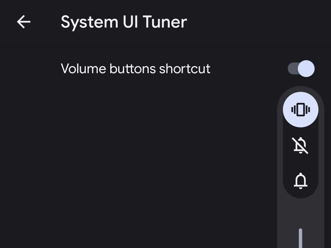 Android System UI Tuner Volume Shortcut