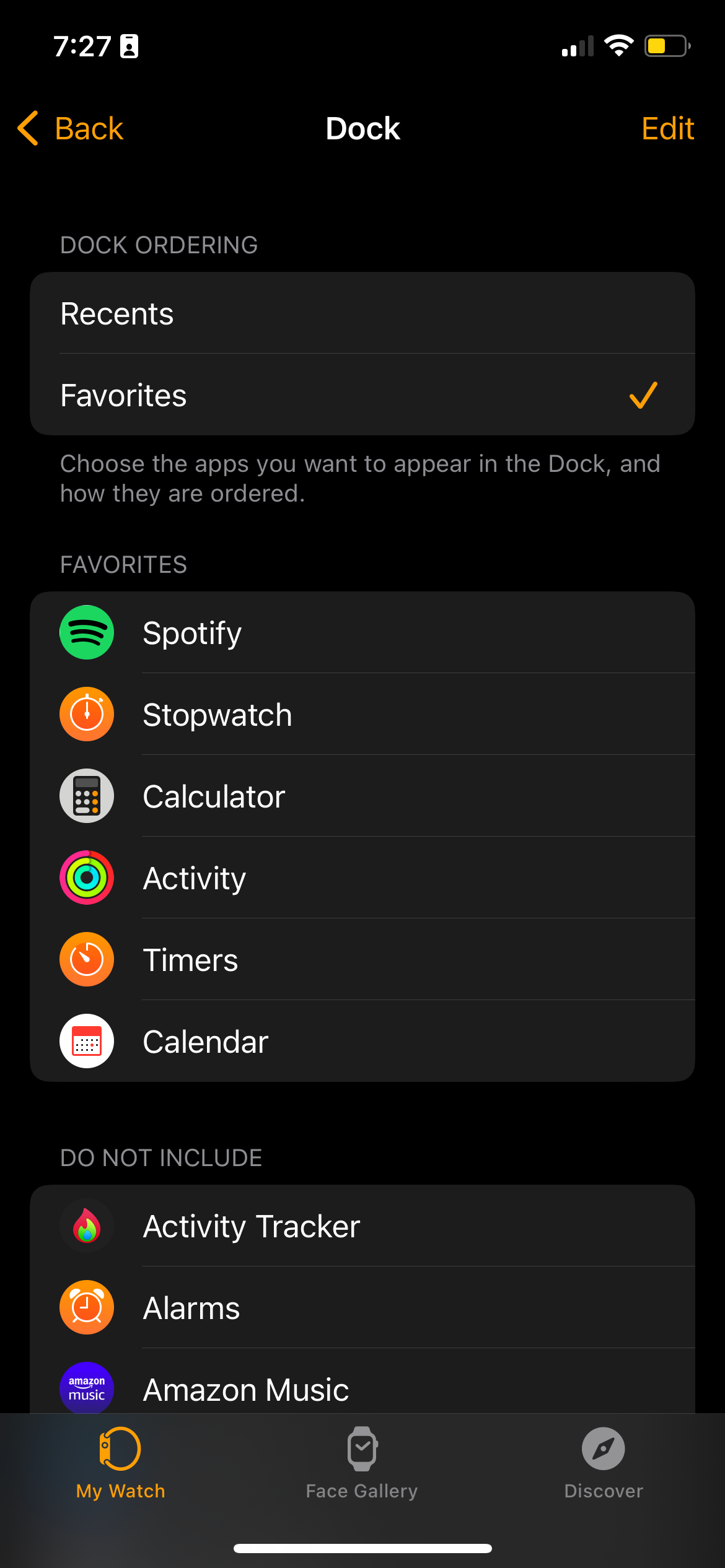 Apple Watch Dock Settings iPhone