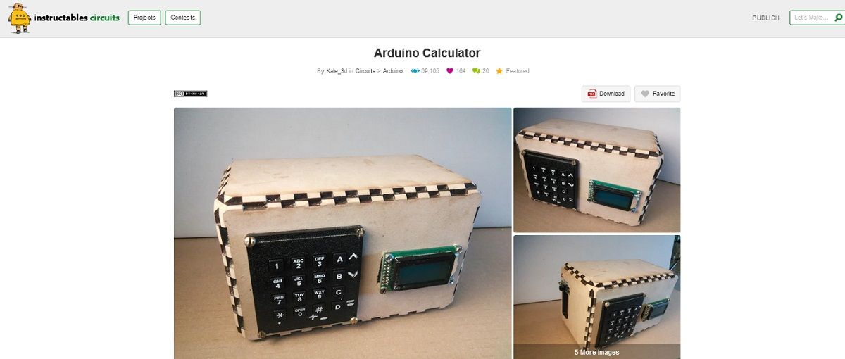 A screengrab of Arduino calculator project page