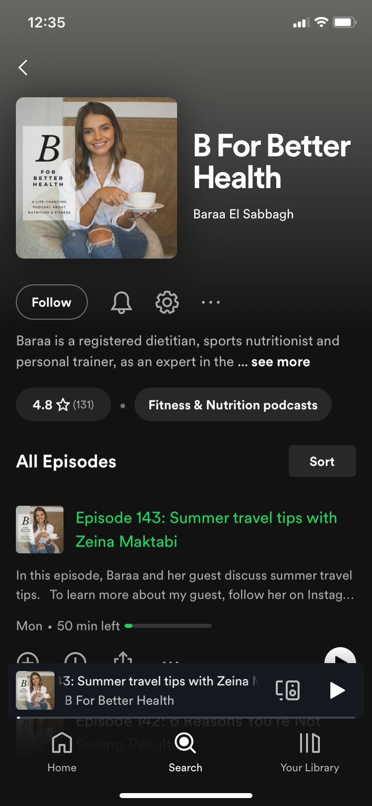B for Better Health podcast home screen