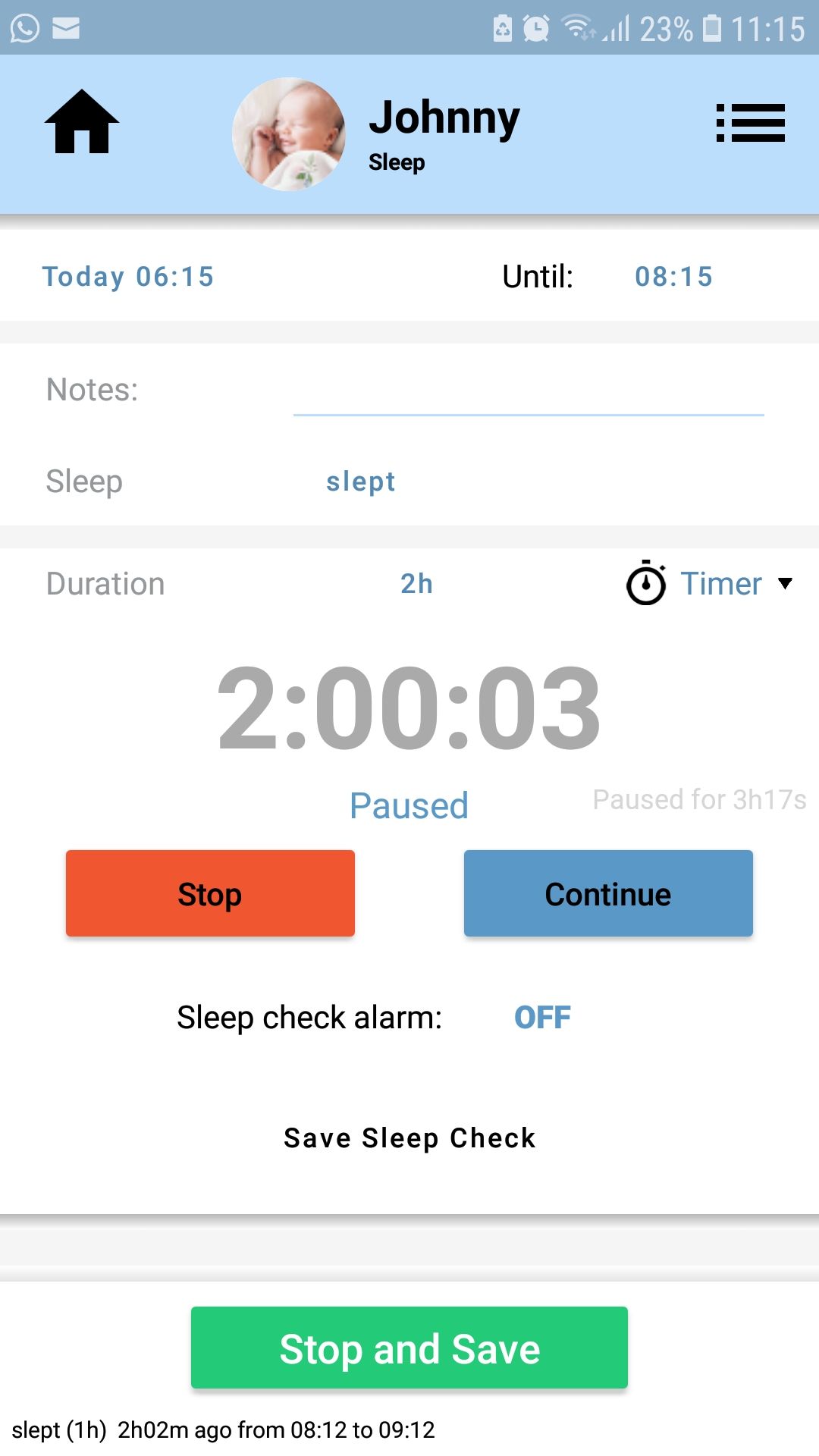 خواب برنامه ردیابی نوزاد موبایل Baby Connect