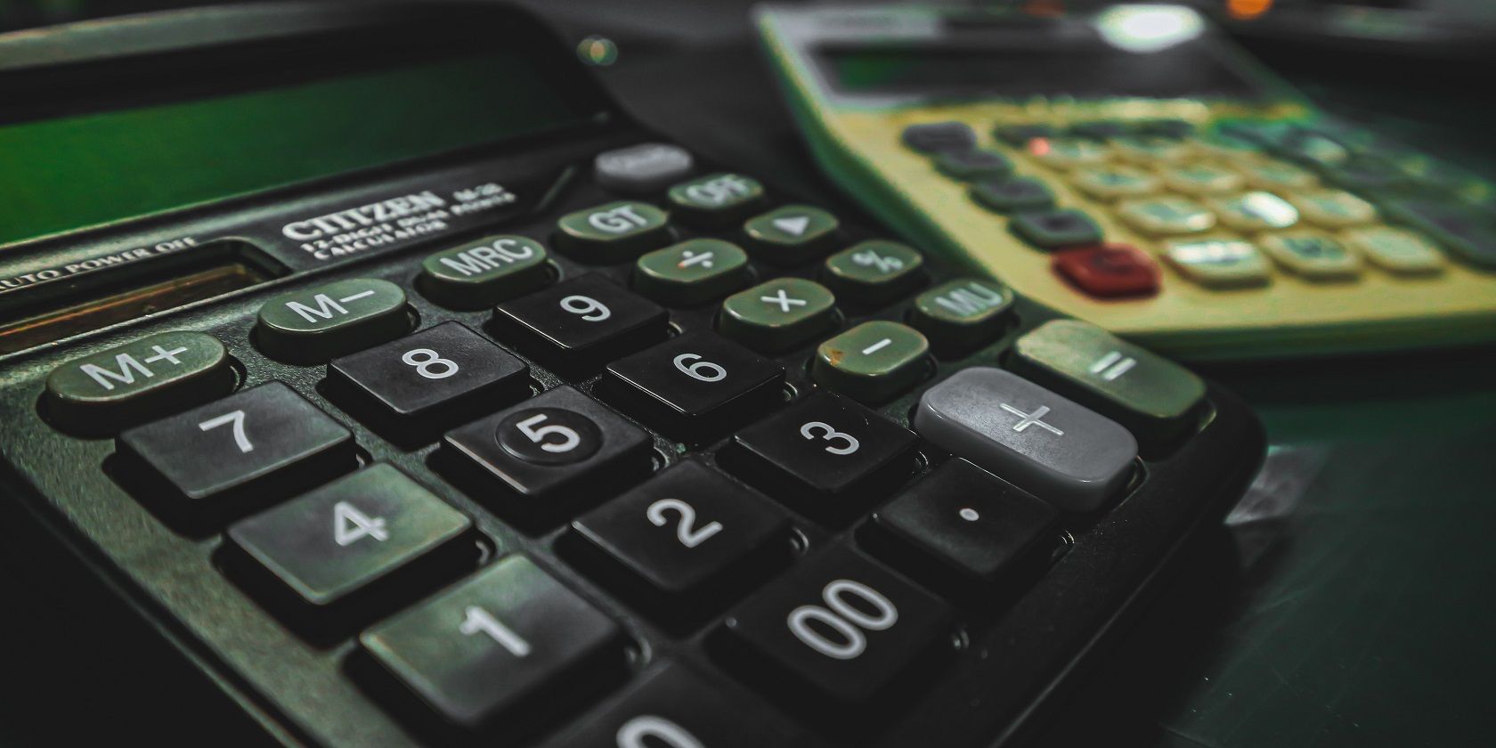 Two calculators on a desk