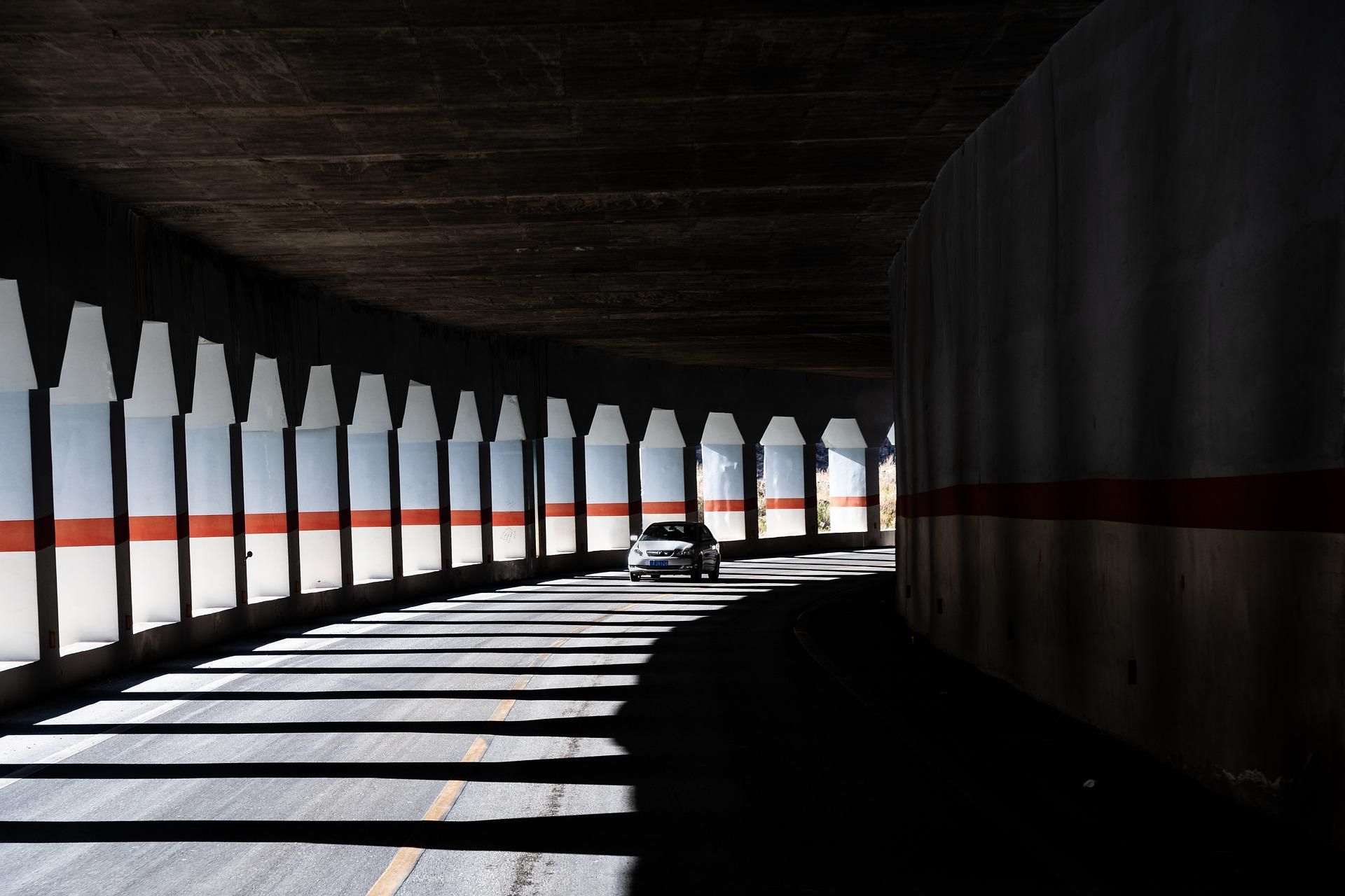 Car in a tunnel