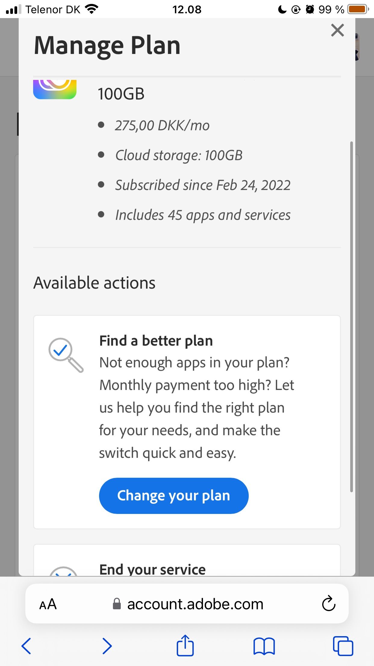 how to change adobe creative cloud plan