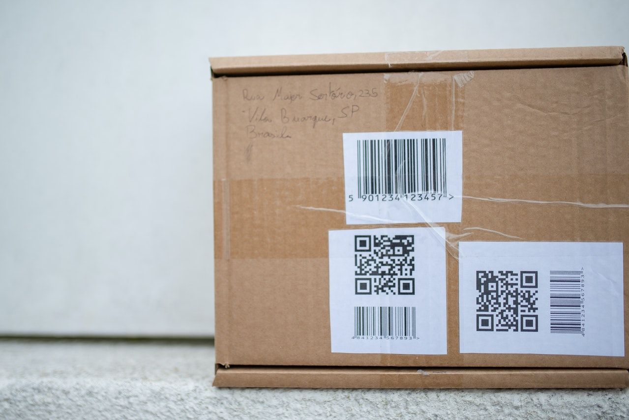 square dot matrix barcode on parcel