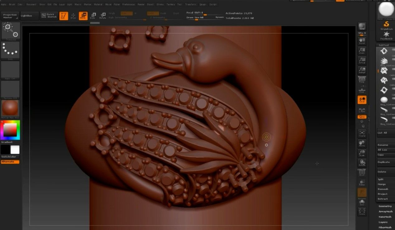 3D modeling jewelry in ZBrush software