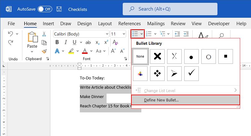 Custom Bullet in Microsoft Word