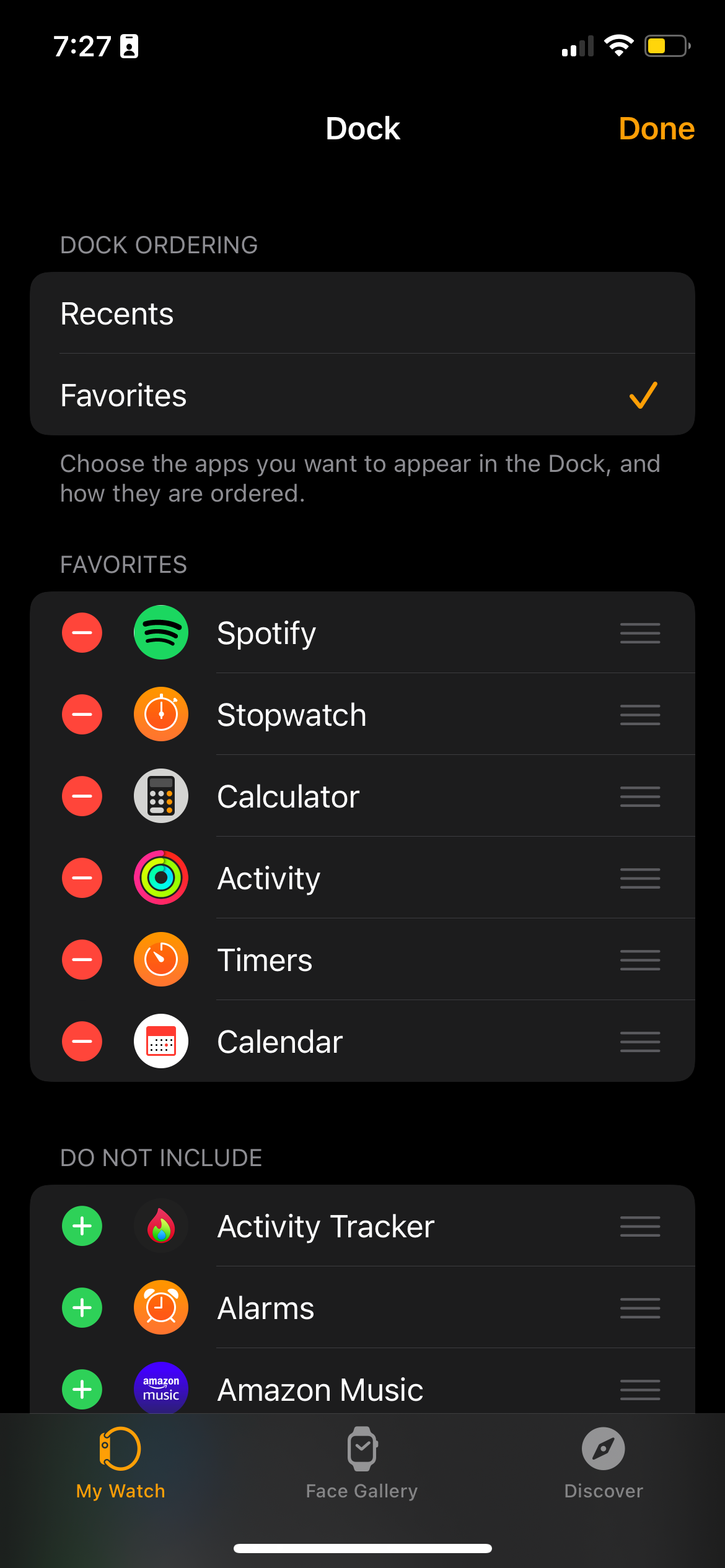 Customize Apple Watch Dock iPhone
