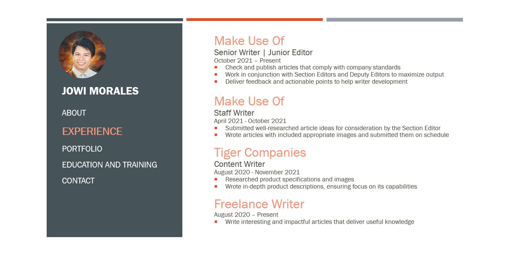 Work Experience Slide on Microsoft PowerPoint