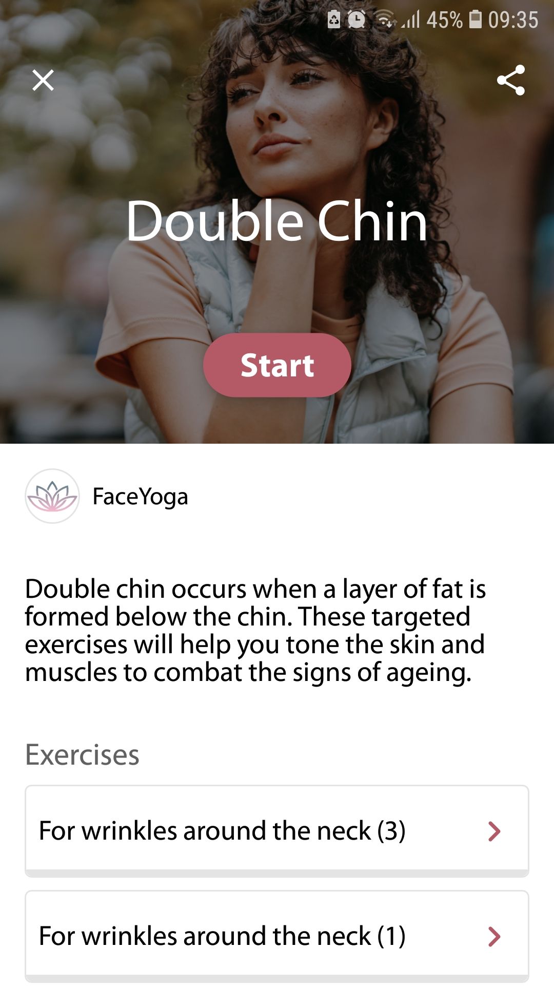 برنامه موبایل FaceYoga تمرینات چانه دوبل