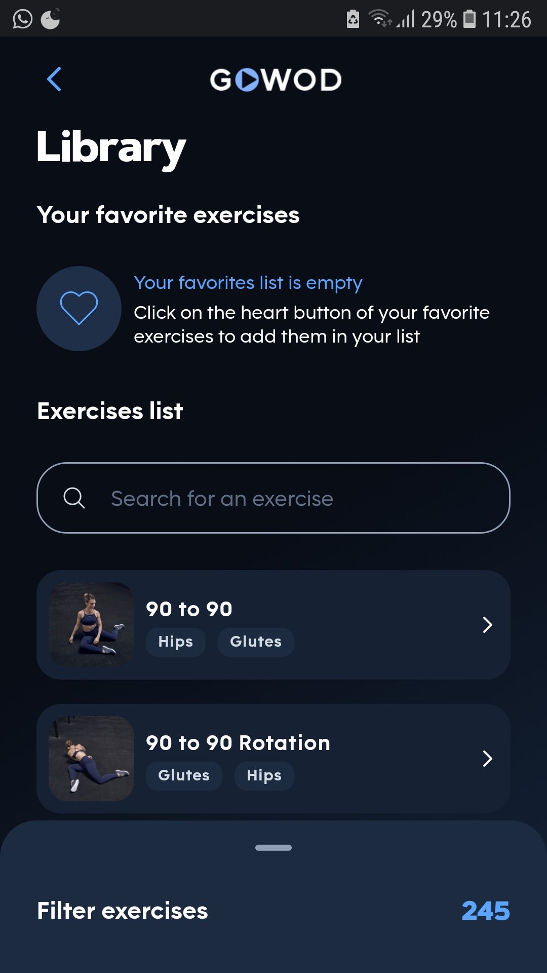 GOWOD mobile exercise app library