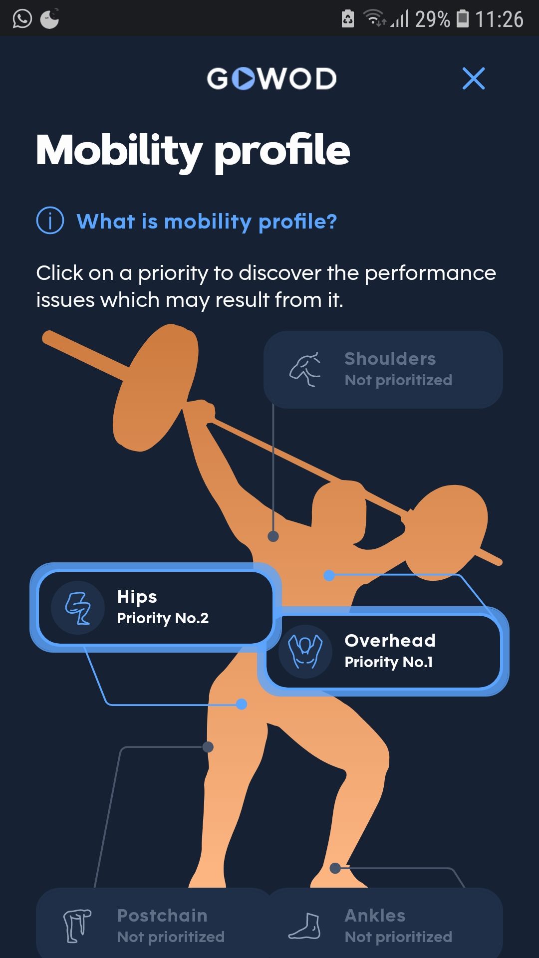 GOWOD mobile exercise app profile
