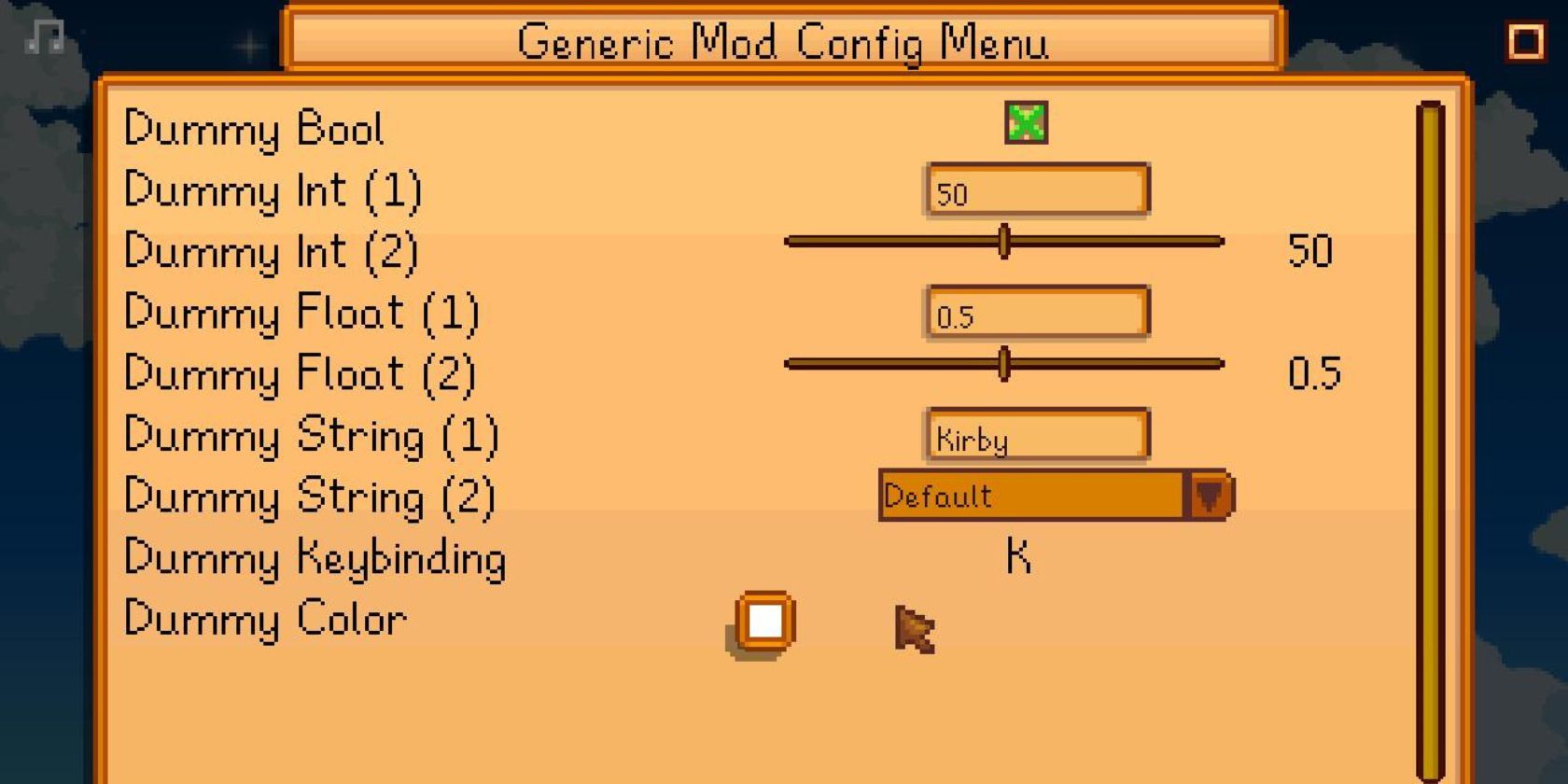 Generic Mod Config Menu Mod Stardew Valley