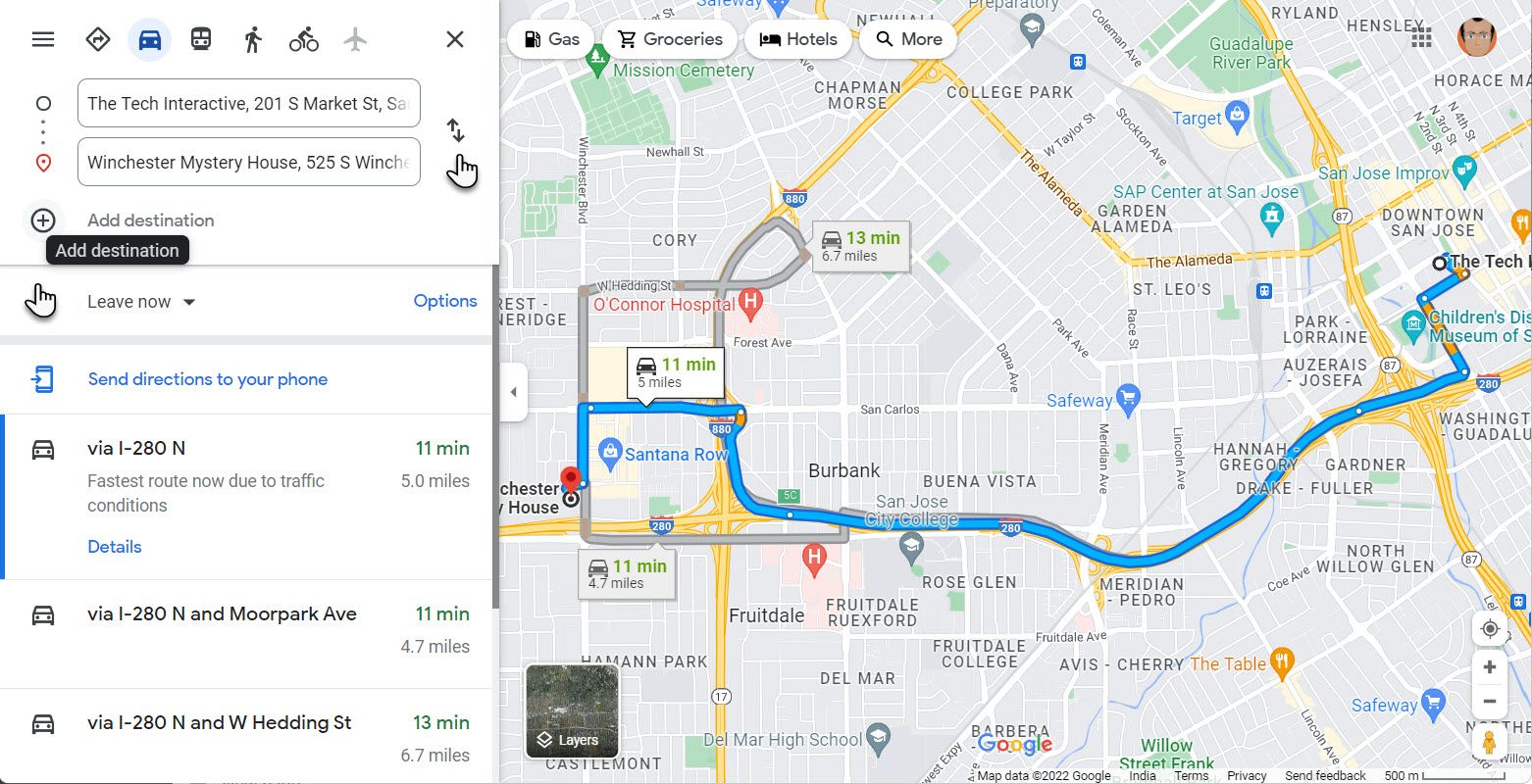 Google Maps Add-Destinations