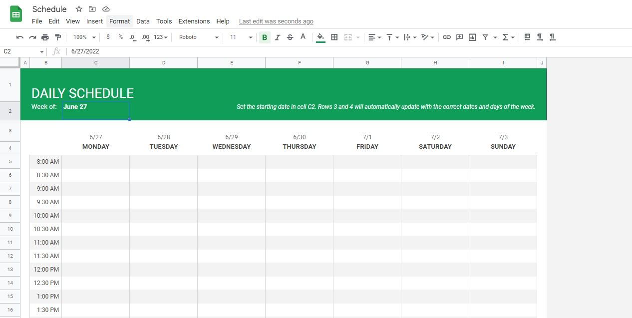 How to Create a Schedule in Google Sheets