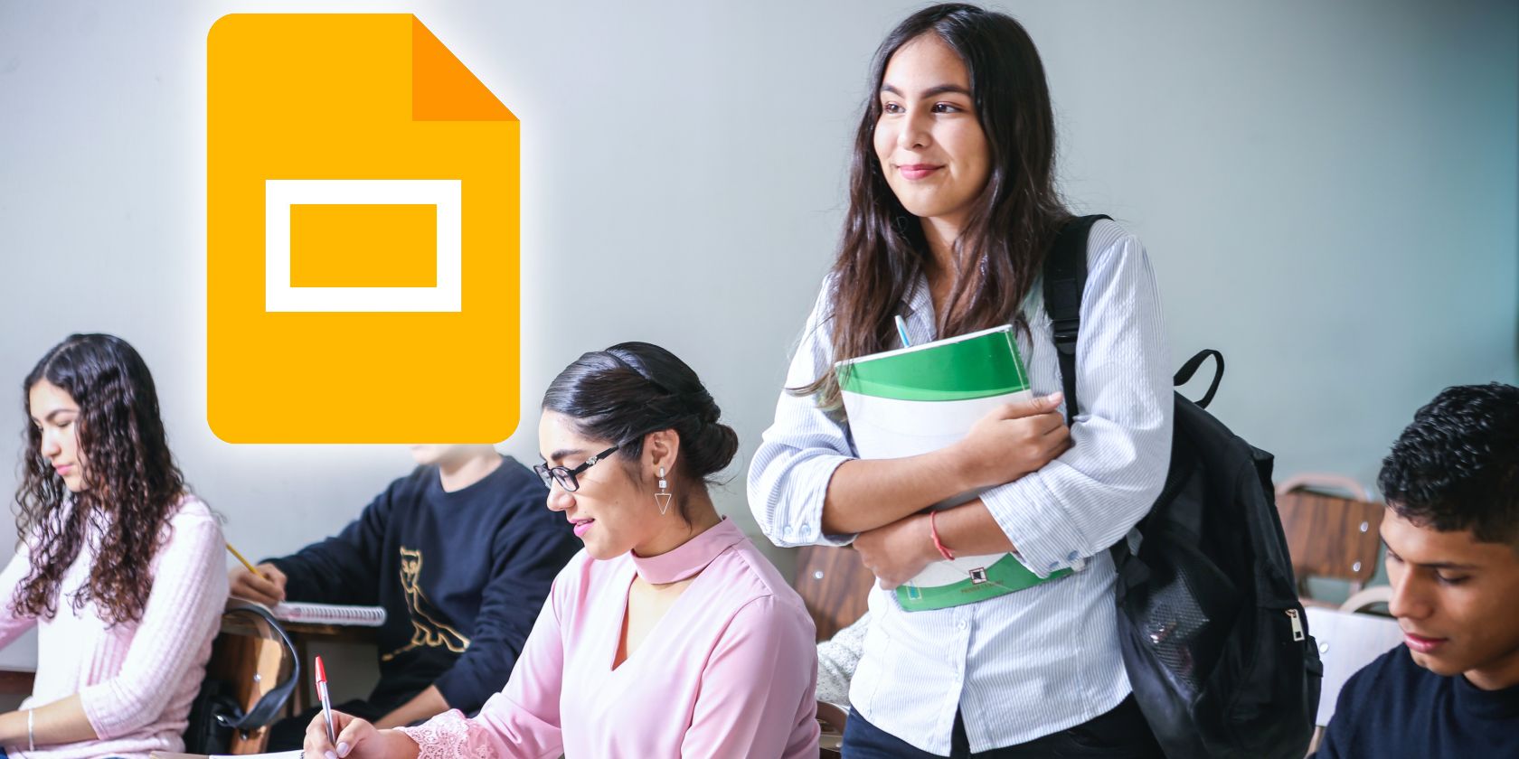 Google Slides icon with College Students