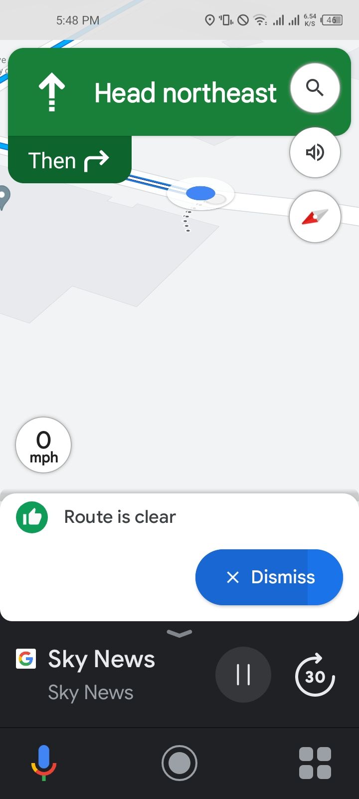 Google Assistant Driving Mode route
