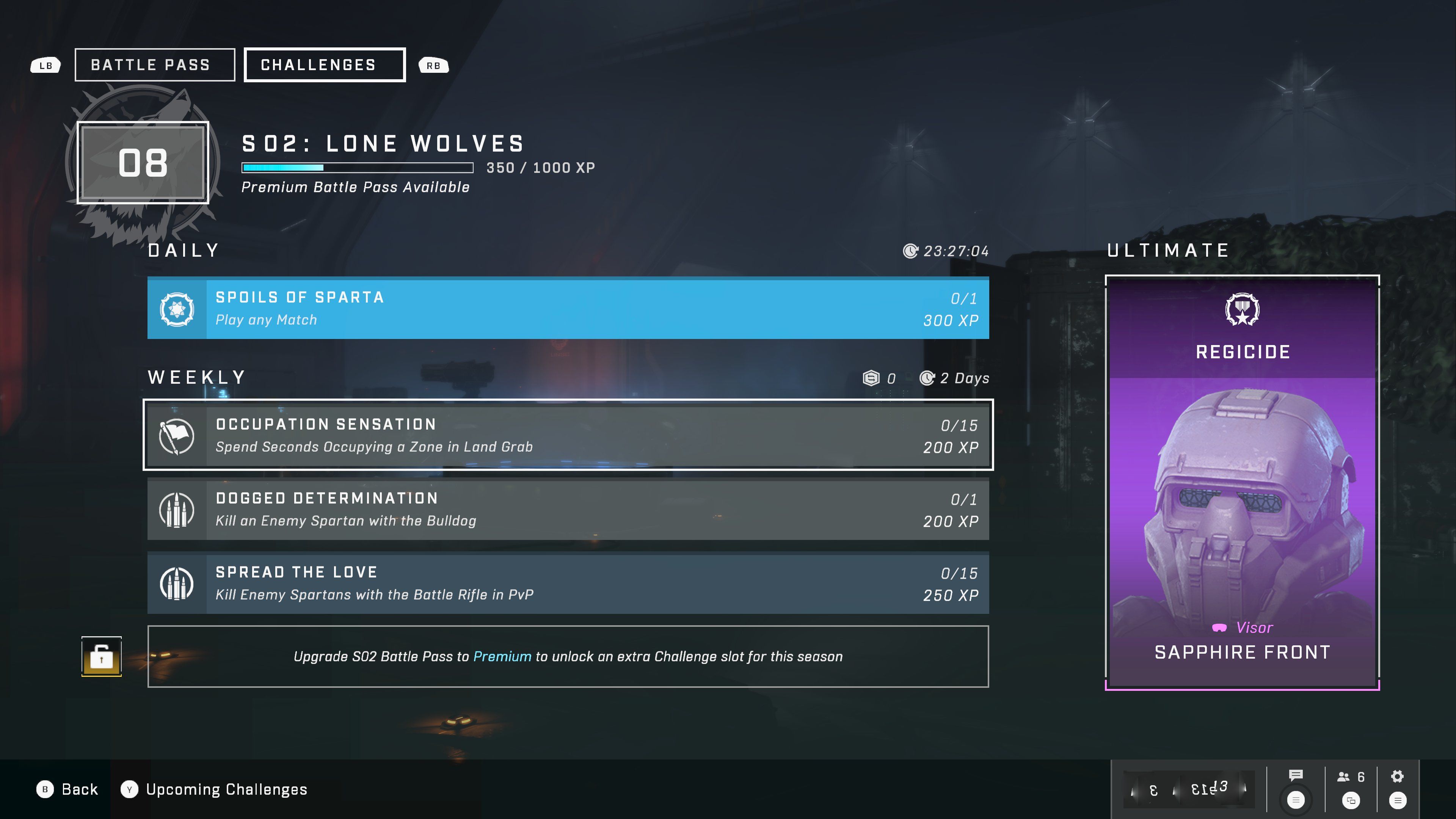 A screenshot showing the available challenges for Halo Infinite Multiplayer 