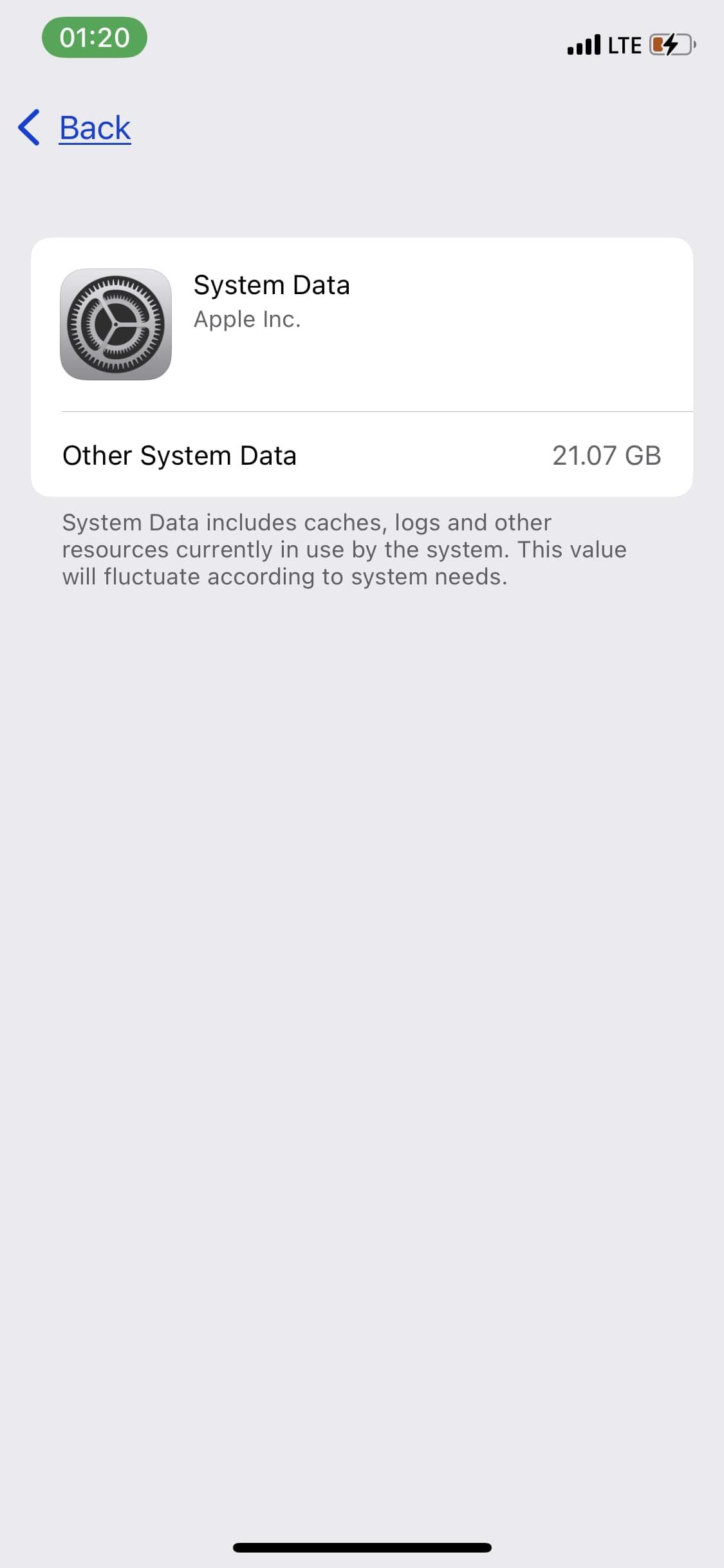 System Data usage on an iPhone