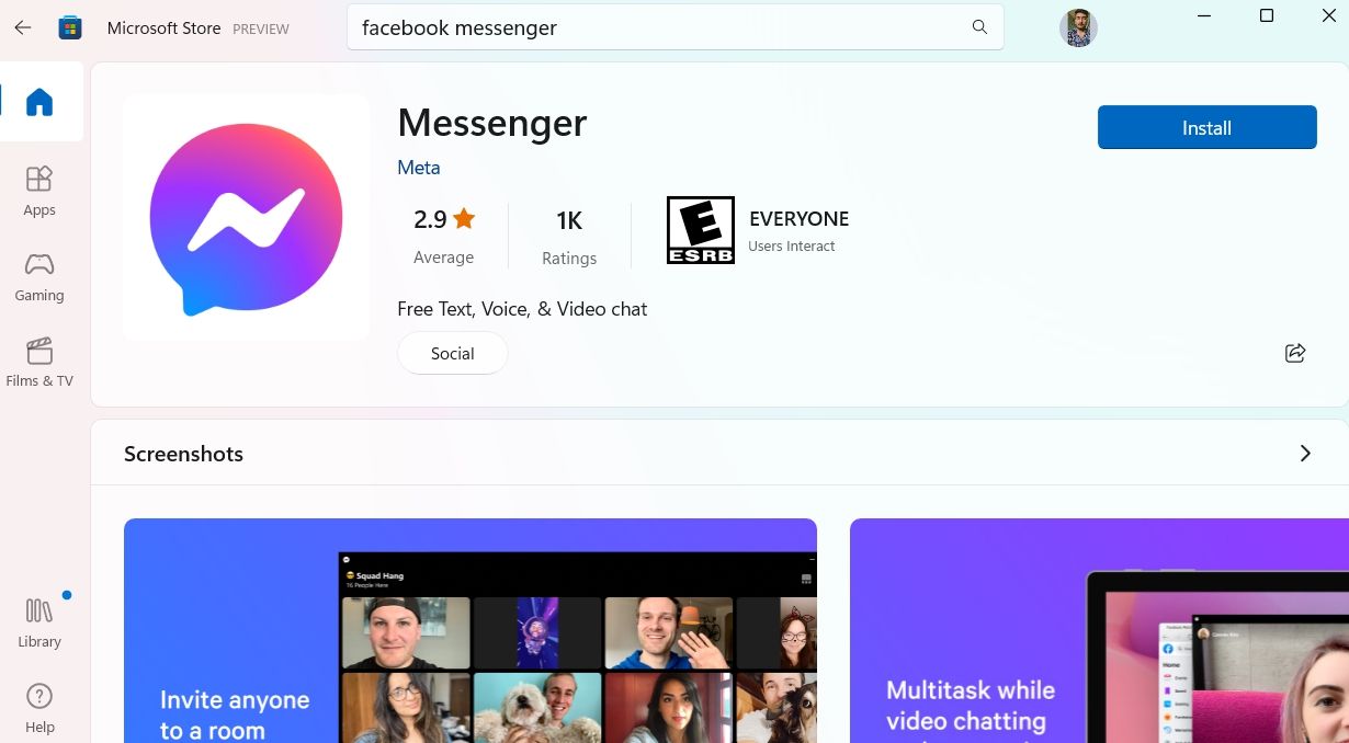 Menginstal Messenger dari Microsoft Store