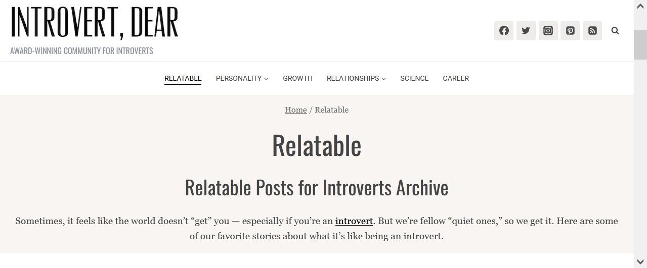 Introvert, Dear website page