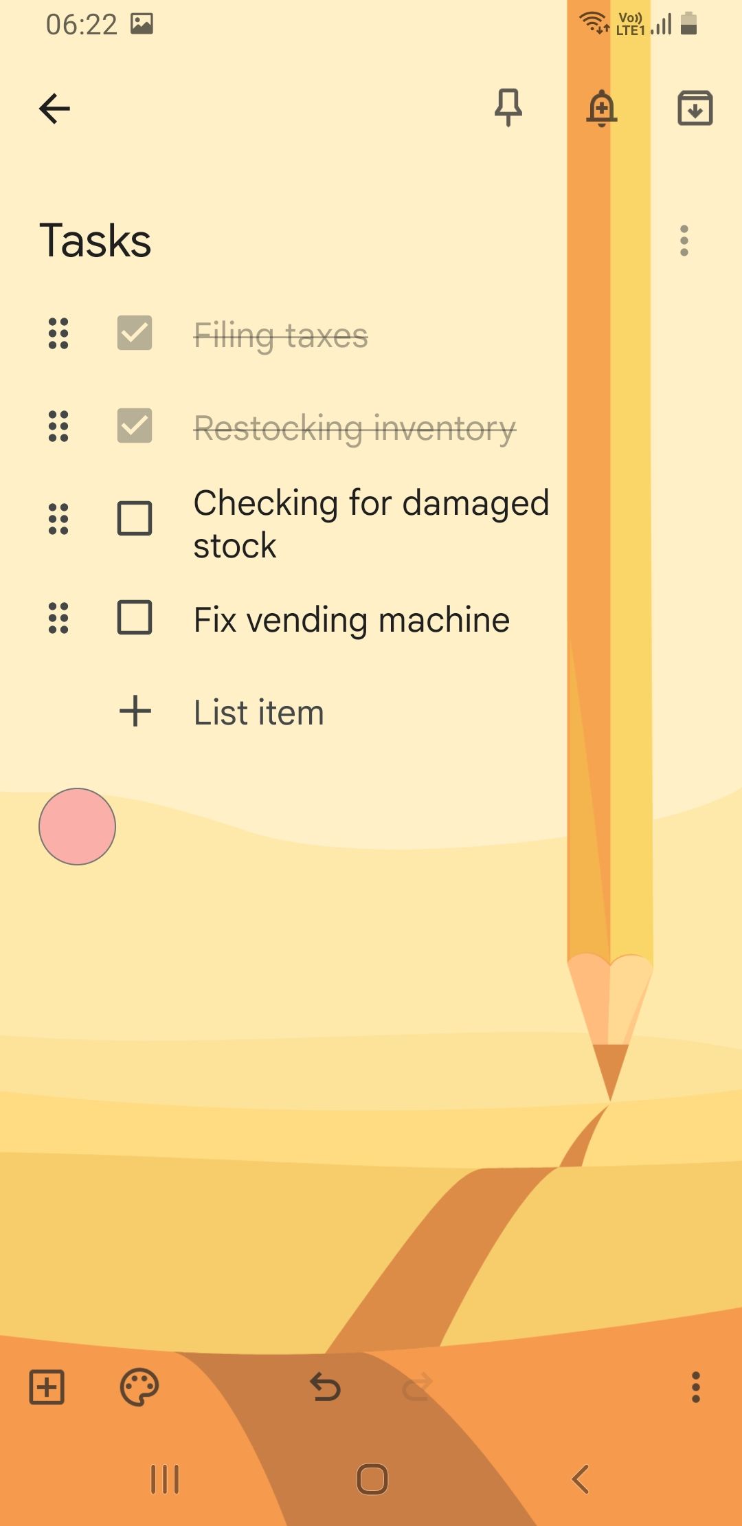 Google Keep checkboxes on a phone