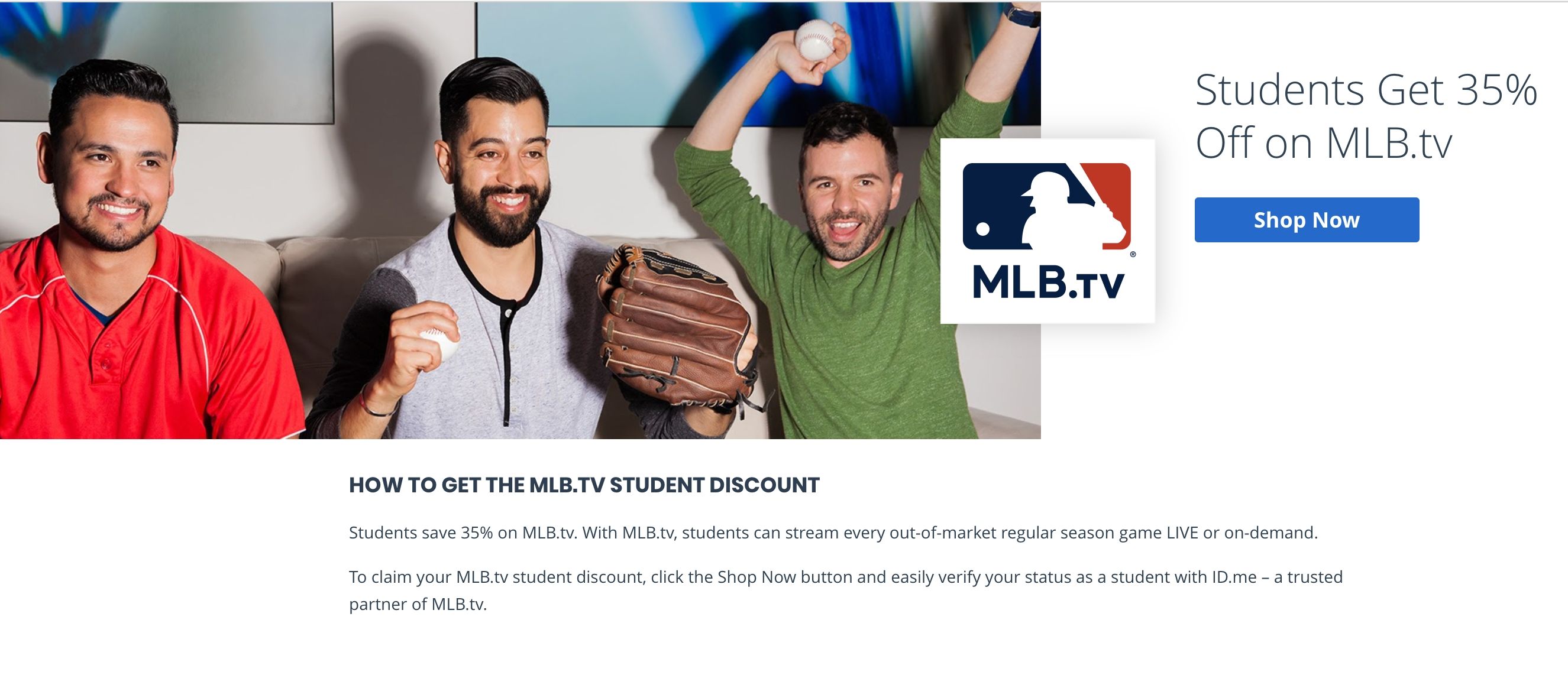 MLB.TV Student plan offer