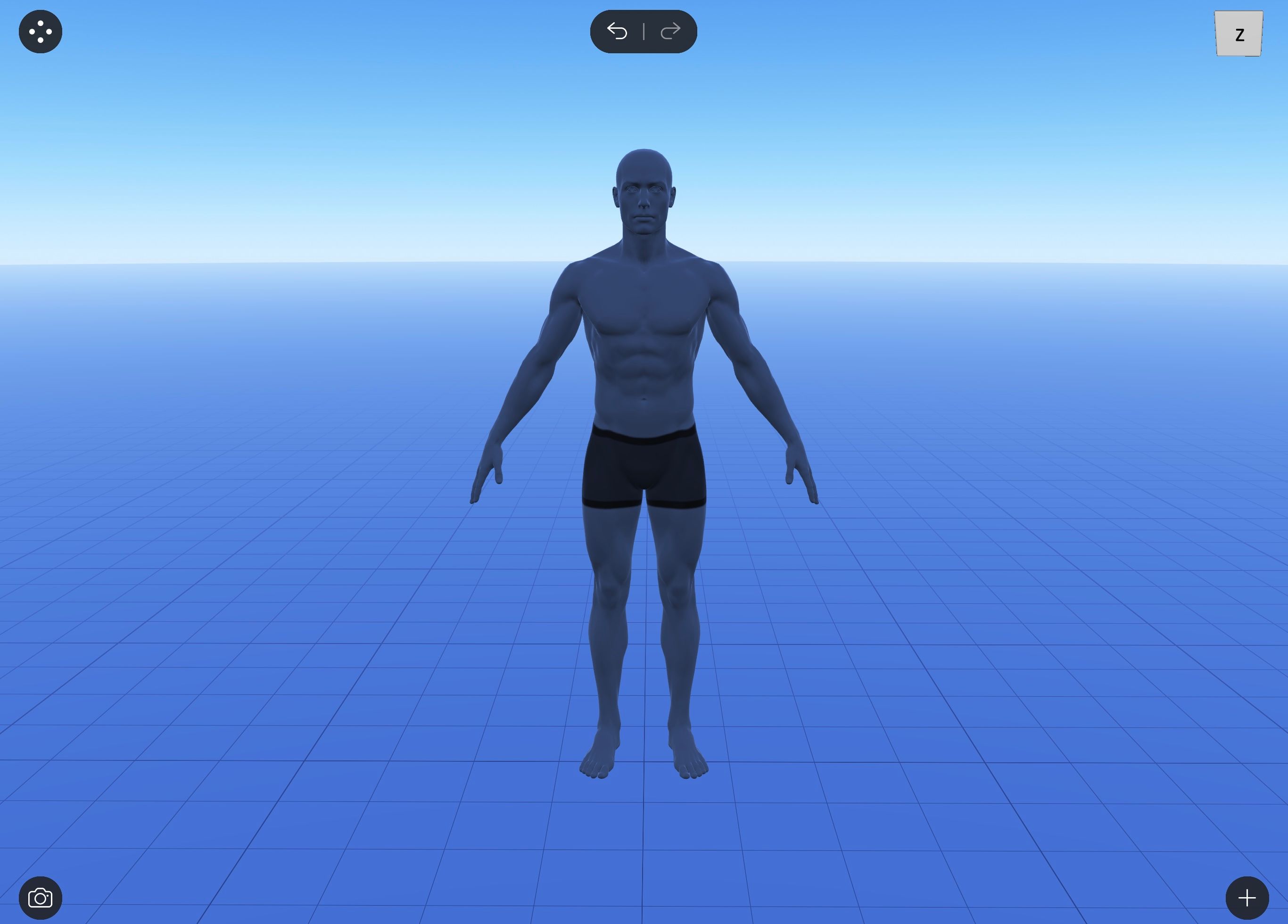 3D model of man standing with minimal lighting in Magic Poser