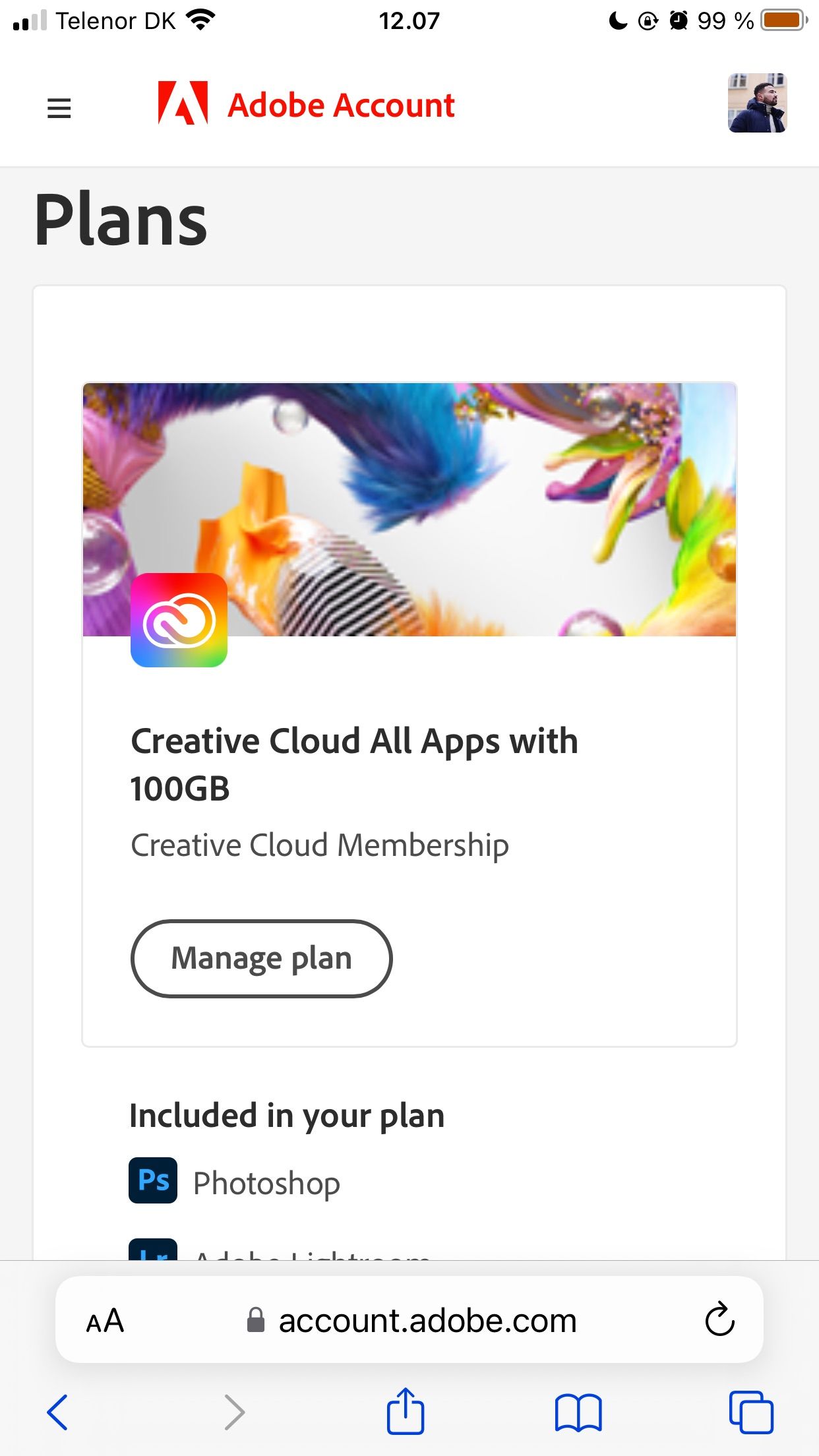 تلفن هوشمند حساب Adobe را مدیریت کنید