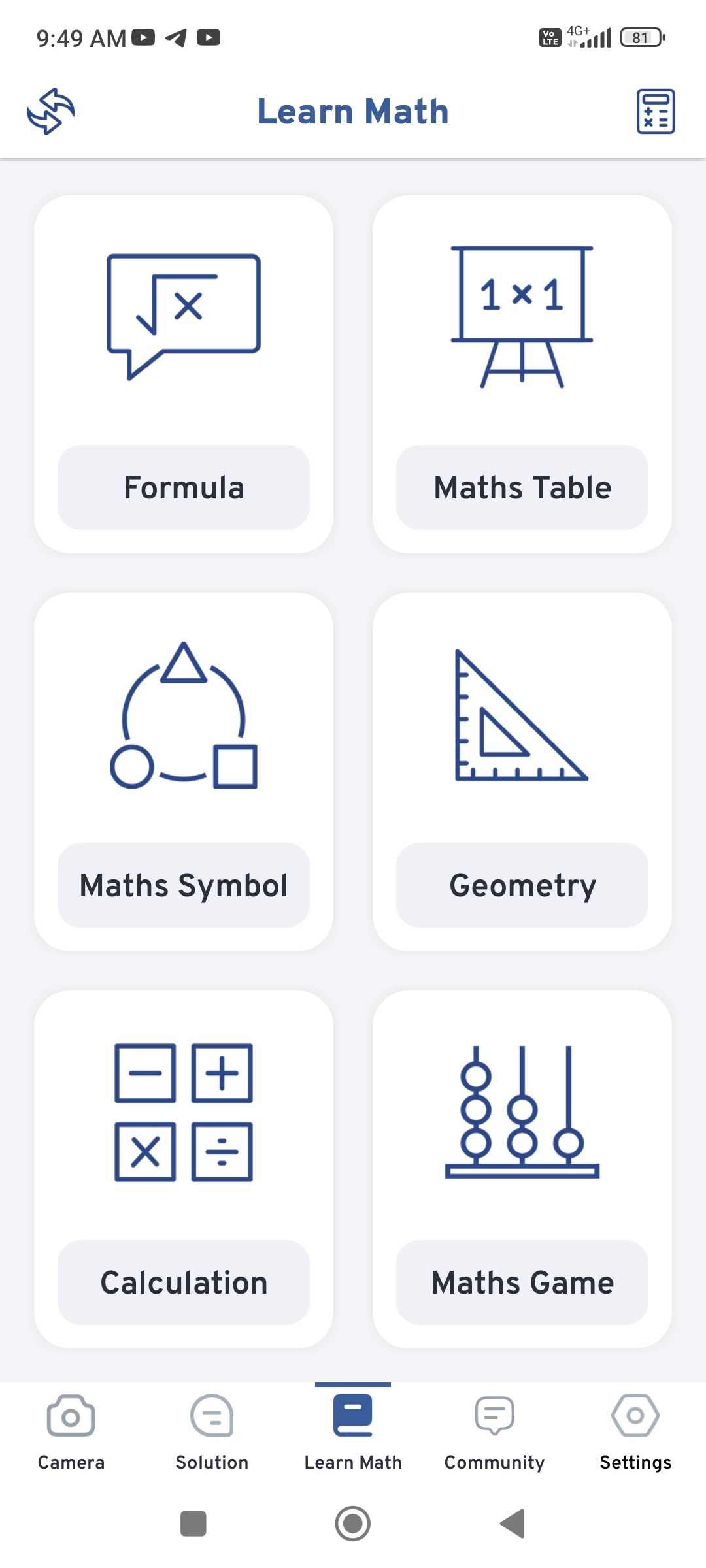 مفاهیم ریاضی در برنامه Math Scanner by Photo