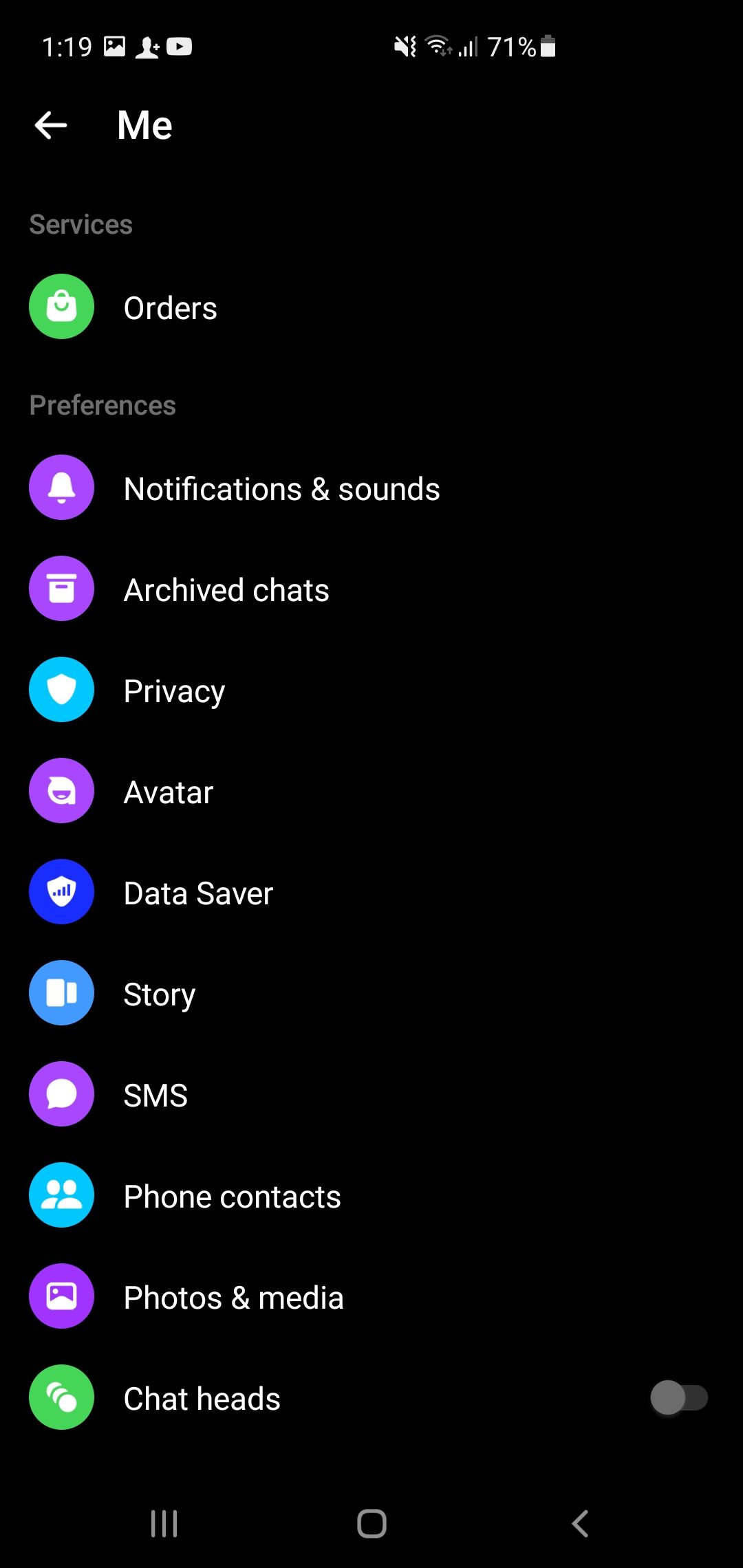 Messenger settings