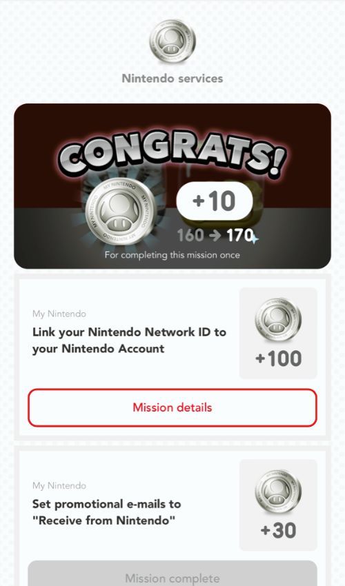 My.Nintendo Platinum Points Received