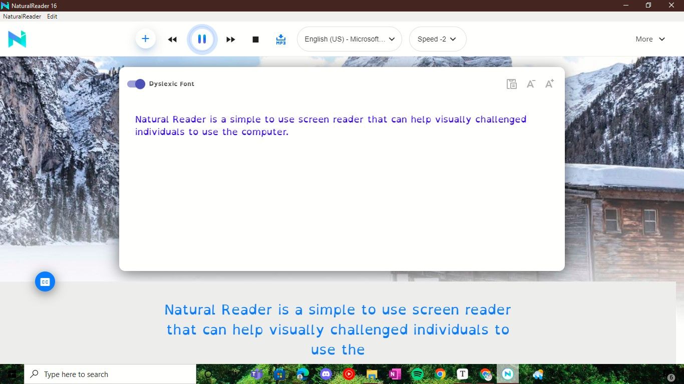 Natural Reader Being Used on Windows Laptop
